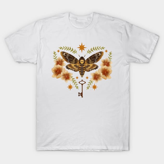 Mystic Folk Hawkmoth - Ivory T-Shirt by catherold